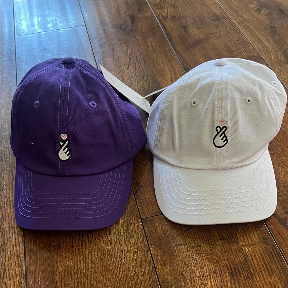 2 Hats with Heart Embroidery